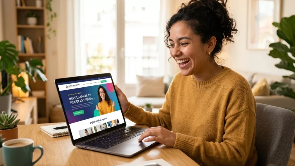 Persona feliz porque el sitio web cargó rápido 