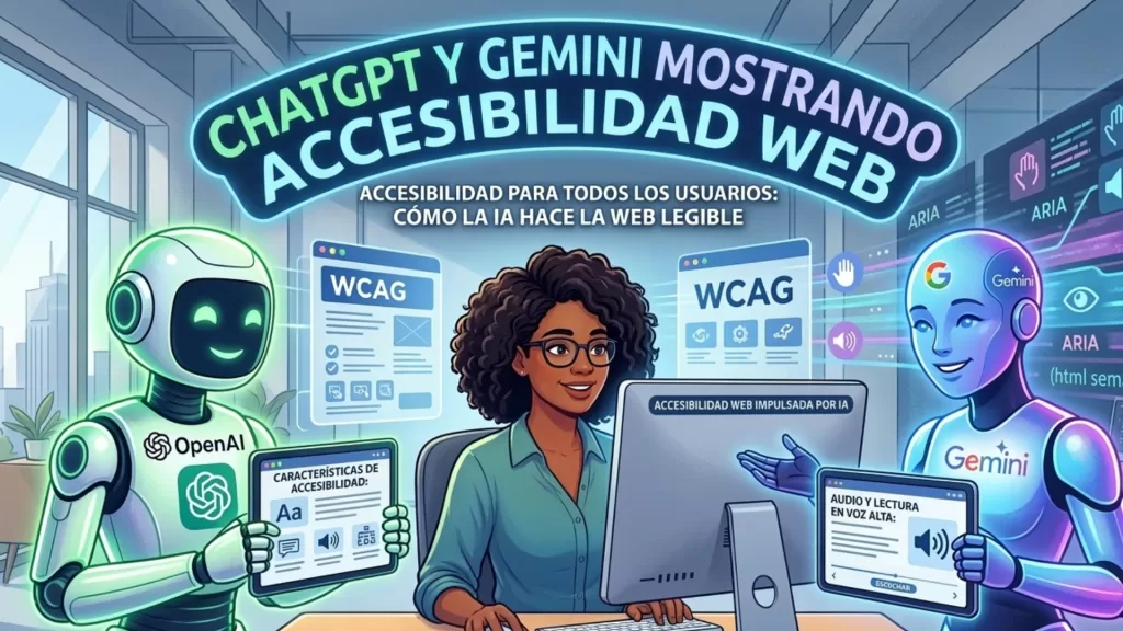 ChatGPT y Gemini mostrando un sitio web con accesibilidad web